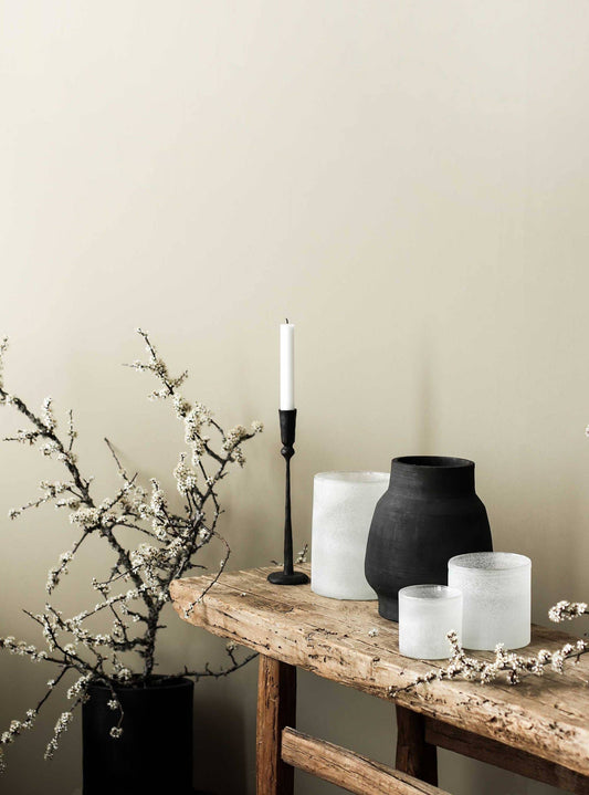 Votive Candle Holder in Frosted White Glass