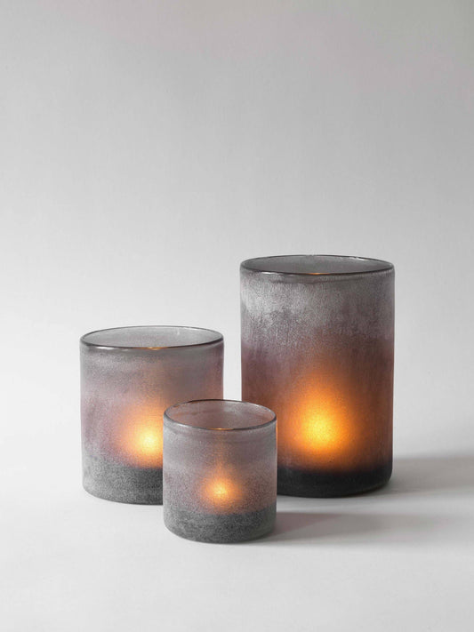 Votive Holder in Frosted Gray Glass