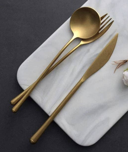 Flatware, 3 Pc Set in Gold